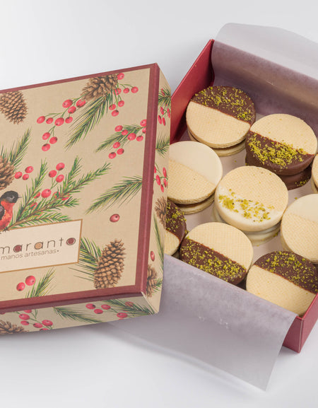 Alfajores Navideños con Chocolate y Pistacho