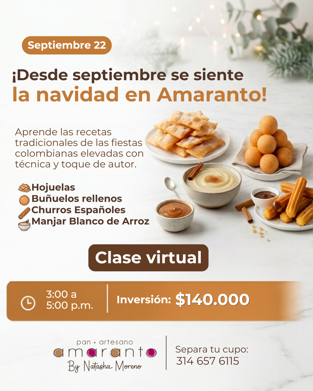 Clases Septiembre  |  Bocados Navideños Virtual