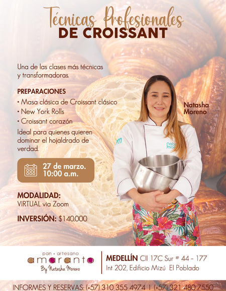 Clase VIRTUAL  · 27 de marzo · Técnicas Profesionales de Croissant