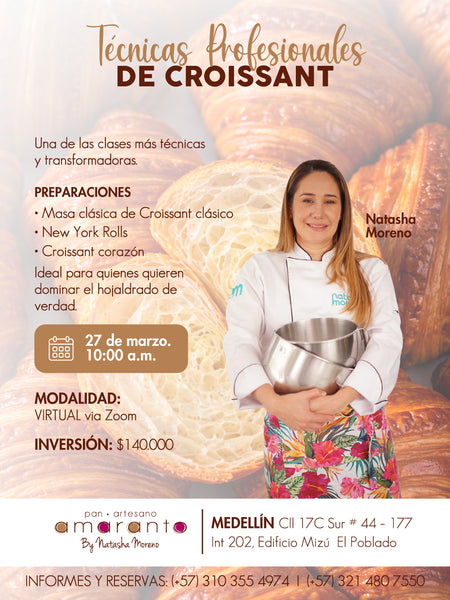 Clase VIRTUAL  · 27 de marzo · Técnicas Profesionales de Croissant